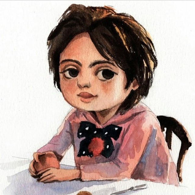 ?евочка с персиками